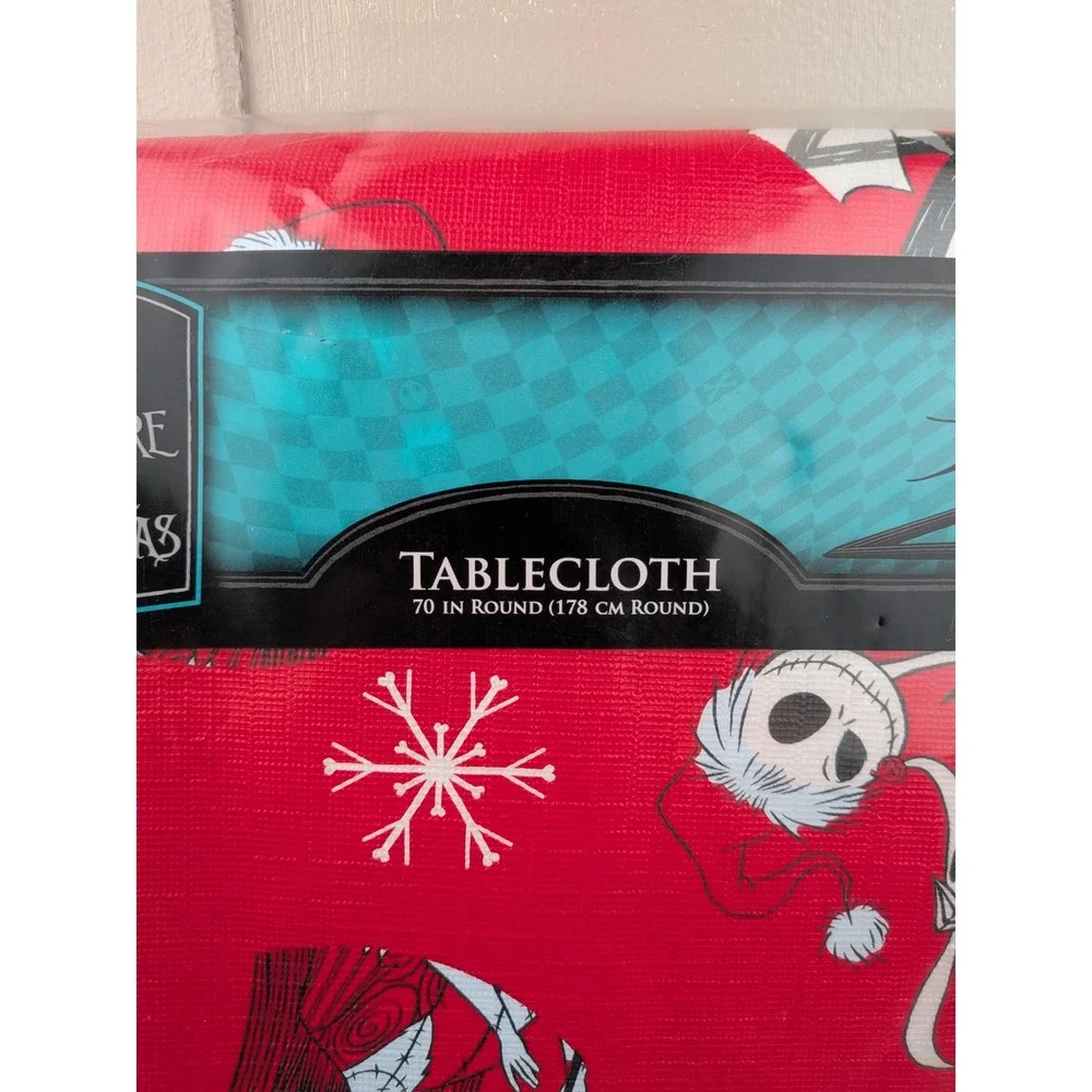 Disney Nightmare Before Christmas Round Tablecloth Red Jack Skellington 70 Inch